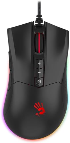 Bloody ES9Pro FPS RGB ゲーミングマウス PMW3327 チップ 6200 CPI、2000Hz レポートレート、220 IPS、4Mオンボードメモリ、高度なプリセットマクロで完全にプログラム可能 ES9 Stone Black