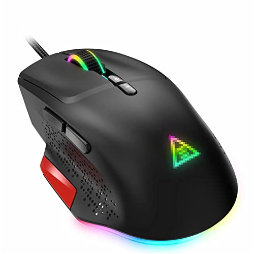 ZhaoGangLi ゲーミングマウス USB PC.ゲームマウス PAW3327 12000 DPI RGB.9つのプログラマブルボタンを持つ有線マウス 大きなインターネットカフェ キャンパスの寮などに適 (色 : Black, Size : One size)