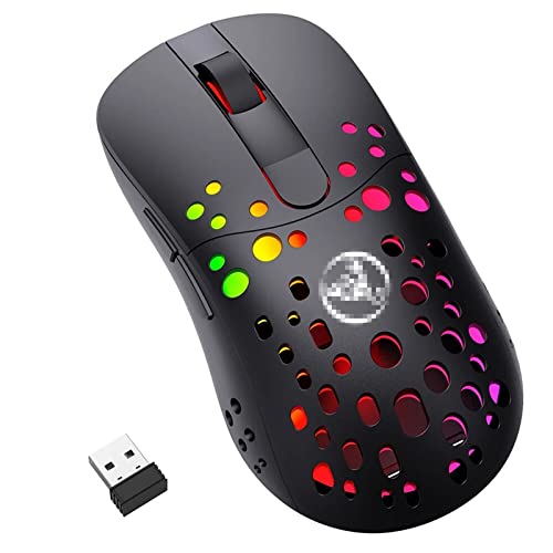 ZhaoGangLi ゲーミングマウス デュアルモードタイプC有線2.4Gワイヤレスマウスマクロプログラミング調整可能800-10000dpi RGB.バックライトマウス 大きなインターネットカフェ キャンパスの寮などに適 (色 : Black, Size : One size)