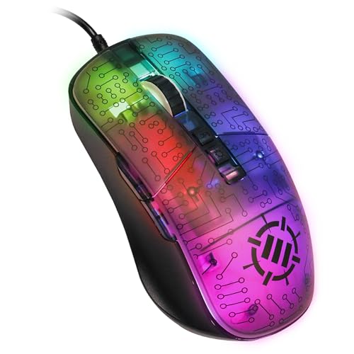 Enhance Voltaic 2 ゲーミングマウス - コンピューターマウス プログラム可能な7つのボタン 調節可能 7000 DPI 13色モード 人間工学に基づいたマウス クリアな回路設計 - PC用有線マウス ソフトウェア付属