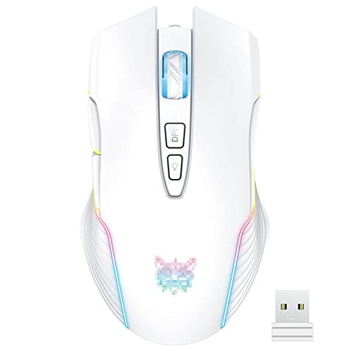 ZhaoGangLi ゲーミングマウス 2.4GHzワイヤレスマウス7キー調整可能3600dpi RGB.バックライト付き光学ゲームマウス USB受信者 大きなインターネットカフェ キャンパスの寮などに適 (色 : White, Size : One size)