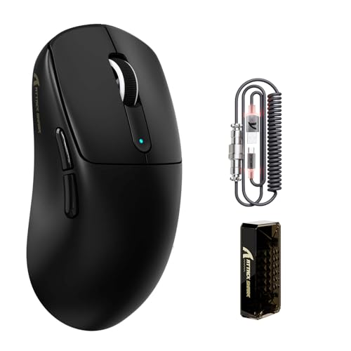 ATTACK SHARK V5 ゲーミングマウス 無線 8000hzポーリングレート 超軽量 ワイヤレスマウス トライーモード PAW3950MAXセンサー 最大42000DPI 大きめマウス 左右対称 55g±5g Nordic52840コントロールチップ WEB/ソフトウェアドライバー スームズ高性能 500mAh大容量バッテリー 加速度60G 航空プラグケーブル付き 黑