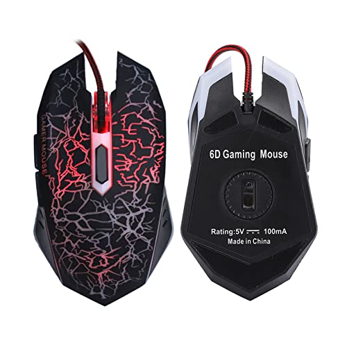 Dpofirs A70 プロフェッショナル有線ゲーミングマウス ユニバーサルUSB光学ゲーミングマウス カラフルな呼吸LEDライト付き 人間工学的6マウス DPI 800-2000調節可能 PCマウス(ブラック)