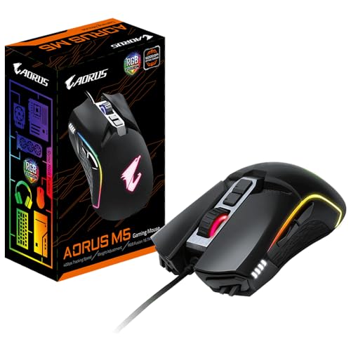 GIGABYTE ゲーミングマウス GIGABYTE AORUS M5(USB有線 光学センサー オムロン製スイッチ 7キー 右利き用)【国内正規代理店品】
