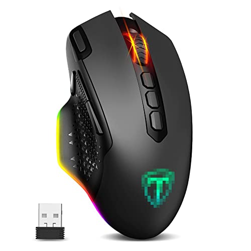 ZhaoGangLi ゲーミングマウス 充電式ワイヤレス RGB.10のプログラマブルボタン10000のゲームマウス DPI PC.マウス 大きなインターネットカフェ キャンパスの寮などに適 (色 : Black, Size : One size)