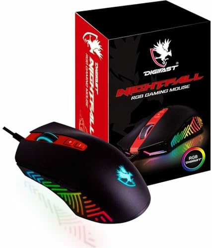 Digifast ナイトフォール NF15 RGB 高性能 有線ゲーミングマウス RGB 重量調整可能 6000万クリック耐久性 7つのプログラム可能なボタン ダイナミックRGB DPI切替 カラーカスタマイズ可能 (ブラック)