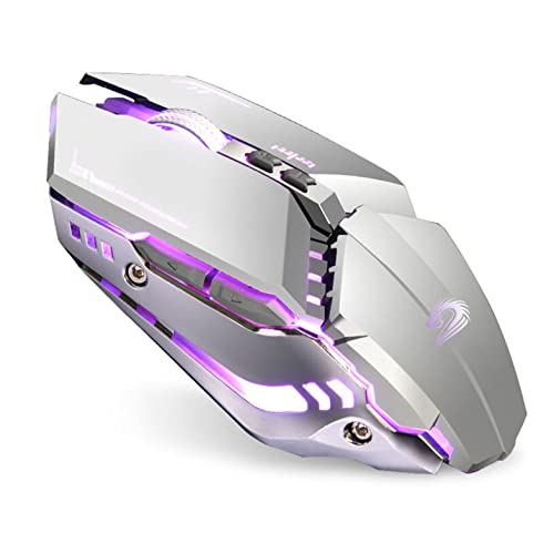 TENMOS (テンモス) T12 ワイヤレスゲーミングマウス 充電式 2.4G サイレント光学式ワイヤレスコンピューターマウス LEDライト交換可能 ノートパソコン用 7ボタン 3段階DPI(シルバー) T1205
