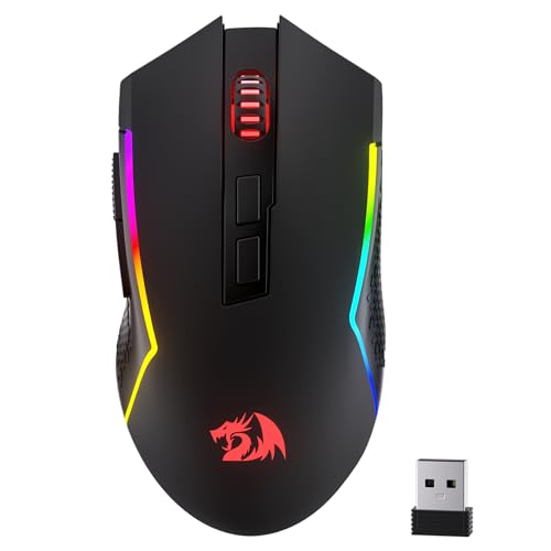 REDRAGON (レッドラゴン) M693 LIT ワイヤレスゲーミングマウス 12800 DPI 3モード接続 BT&2.4Gワイヤレス 7つのマクロボタン PC/Mac/ノートパソコン用の信頼性の高い電力容量
