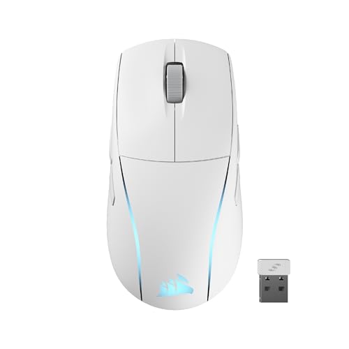 CORSAIR (コルセア) M75 ワイヤレス RGB 軽量 FPS ゲーミングマウス – 26,000 DPI – 交換可能なサイドボタン – iCUE対応 – PC – ホワイト CH-931D011-NA