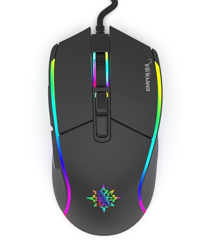 ZIYOU LANG 有線 軽量 ゲームマウス 6 RGB バックライト付きマウス 7ボタン付き プログラム可能なドライバー 6400DPI コンピューターマウス 超軽量 ハニカムシェル ウルトラウェーブ ケーブルマウス PC ゲーマー Xbox PS4 (グリーン) M1