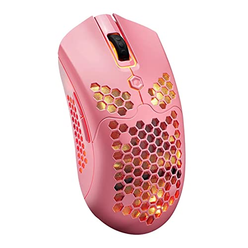 ZhaoGangLi ゲーミングマウス 2.4G無線ゲーミングマウス中空ハニカム充電式12000dpi 7.ボタン RGB.光マウス 大きなインターネットカフェ キャンパスの寮などに適 (色 : Pink, Size : One size)