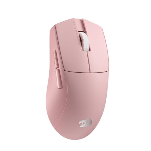 Redragon (レッドラゴン) M916 PRO 3モード ワイヤレス ゲーミングマウス 49G 超軽量 26K DPI マウス 人間工学に基づいたナチュラルグリップビルド フルプログラム可能なボタン ソフトウェアサポート DIYキーバインド&DPIをサポート (1K Hz, ピンク)