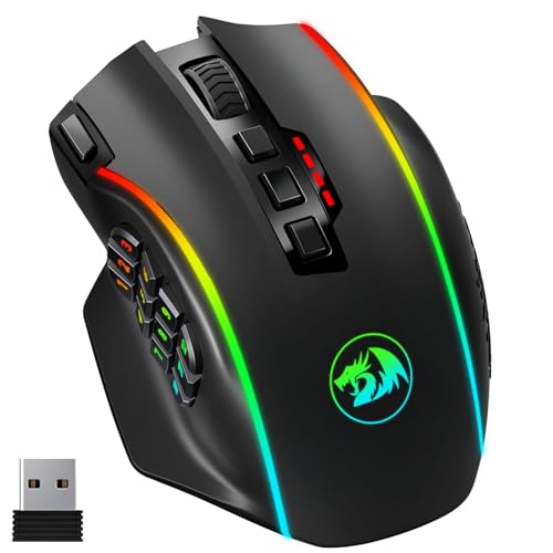 REDRAGON ブラック Redragon M901P-KS 2.4Gデュアルモードゲーミングマウス 16000DPI サイドボタン12個付き