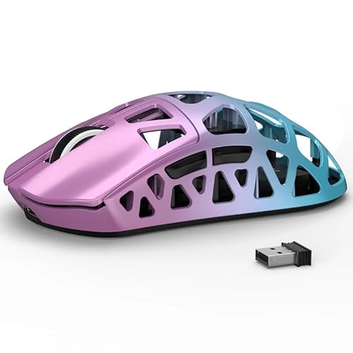 GravaStar ATTACK SHARK R3 ゲーミングマウス 高耐久マグネシウム合金シェル ワイヤレス 46g超軽量 8Kポーリングレート 26000DPI 低遅延 2.4G/Bluetooth/USB有線 コイルケーブル付き 急速充電 PC PS5 Xbox Series X|S技適取得済み（紫） R3 purple