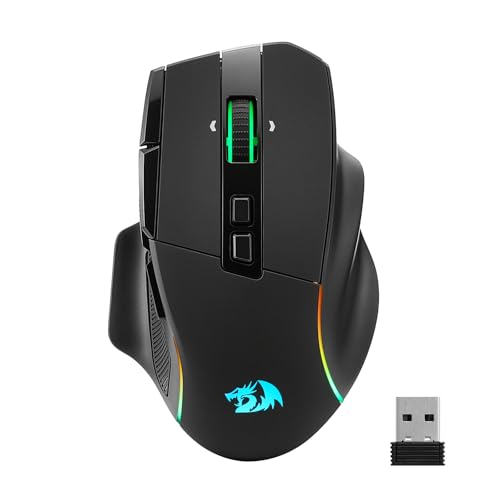 Redragon (レッドラゴン) M925 PRO ワイヤレスゲーミングマウス 最大26,000 最大DPI 光学RGBマウス プログラム可能なボタン10個付き 超高速スクロール DIYキーバインド&DPIをサポートするソフトウェア ブラック