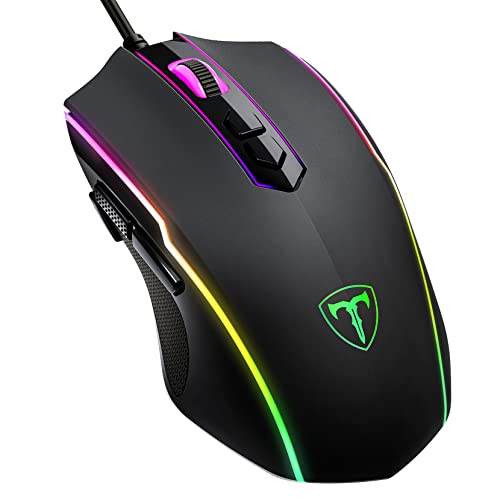 gataiphans YoChic RGBゲーミングマウス 7つのバックライトモードで有線 PCゲーミングマウス 7200 DPI 光学センサー付き 8つのプログラム可能なボタン 人間工学的マウス Windows PC ゲーマー用