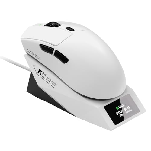 DAREU AE6PRO 無線8K ゲーミングマウス 準分子コーティング 59g軽量 30000DPI 進化したPAW3950センサー搭載 左右対称 人間工学 ワイヤレス 充電スタンド付き 白/ホワイト 技適認証取得【1年間メーカー保証】 AE6 PRO-WH