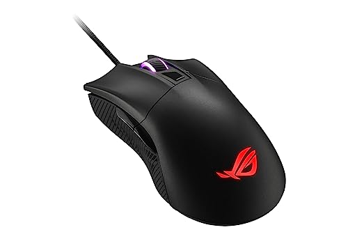 エレコム ASUS ROG Gladius II Core 光学式ゲーミングマウス 軽量 6200DPI 220iPS 30G加速度 光学センサー 6ボタン RGB ライティング 有線 P507 90MP01D0-B0UA00