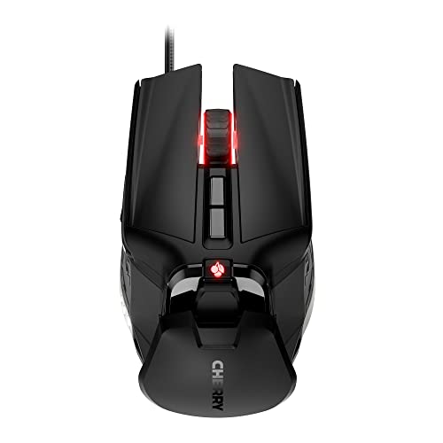 Cherry MC 9620 FPS 人間工学に基づいたゲーミングマウス RGBイルミネーション 調節可能なパームレスト 挿入可能なウェイト 9つのプログラム可能なボタン 12.000dpi、有線、ブラック JM-9620