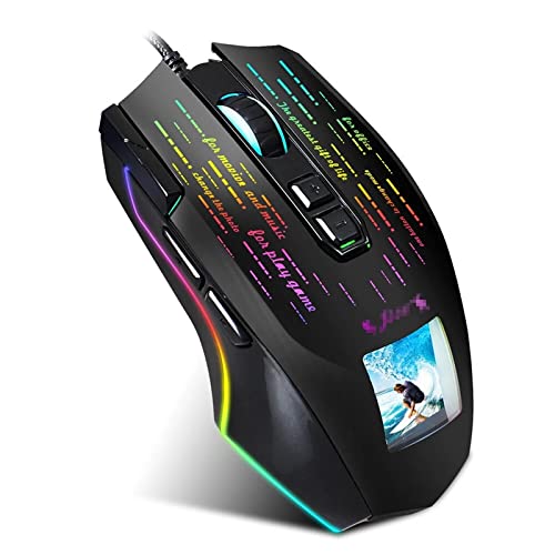 ZhaoGangLi ゲーミングマウス 有線ゲームマウス USB RGB.ディスプレイスクリーン6でゲームマウス調整可能です DPI. 大きなインターネットカフェ キャンパスの寮などに適 (色 : Black, Size : One size)
