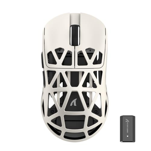 ATTACK SHARK R2 ゲーミングマウス マグネシウム合金 ワイヤレス PAW3950 8000hz 2.4G/Bluetooth/USB有線 42000DPI 45g超軽量 光学マイクロスイッチ コイルケーブル付き 技適取得済み（ミルクティー）