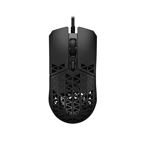 ASUS TUF Gaming M4 Air 有線ゲーミングマウス 16000DPIセンサー 6つのプログラム可能なボタン 超軽量エアシェル IPX6防水 ASUS抗菌ガード TUFゲーミングパラコード ピュアPTFEフィート ブラック 90MP02K0-BMUA00