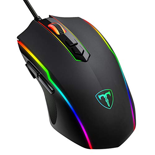 REIOCUSHI RGB Gaming Mouse Wired,Vollion PC Gaming Mice with 8 Programmable Buttons,Chroma RGB Backlit, 7200 DPI Adjustable,Comfortable Grip Ergonomic Optical Computer Gaming Mice with Shutton Button,Black