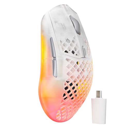 FTXJEHG SteelSeries ゲーミングマウス Aerox 3 WL Gen 2 Ghost 無線 ワイヤレス マウス 2.4Ghz/Bluetooth USB 超軽量 薄型 IP54規格 防水 防塵 耐久性 62715 ゴースト