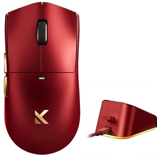 Hyekit MCHOSE K7 ウルトラワイヤレス eスポーツ ゲーミングマウス 磁気充電ドック付き PAW3950光学センサー デュアル8Kポーリング 42K DPI 59g 軽量 プログラム可能ボタン5個 130時間バッテリー (マゼンタ) K7 Ultra