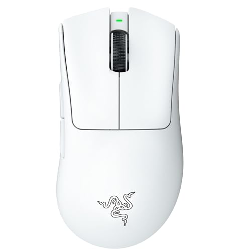 Razer DeathAdder V3 Pro Wireless Gaming Mouse: 64g Ultra Lightweight - Focus Pro 30K Optical Sensor - Fast Optical Switches Gen-3 - HyperSpeed Wireless - 5 Programmable Buttons - 90 Hr Battery - White RZ01-04630200-R3U1