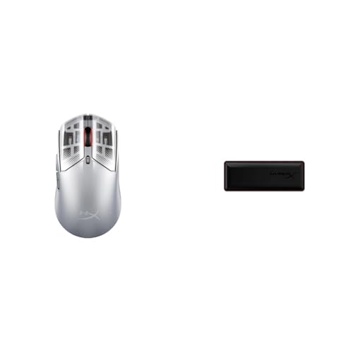 HyperX Pulsefire Haste 2 S ワイヤレス ゲーミングマウス 高耐久マグネシウム合金シェル PC PS5 Xbox Series X | S シルバー 9B002AA+HyperX Wrist Rest リストレスト マウス 疲労軽減 低反発クッション 人間工学デザイン 2年保証 4Z7X2AA ブラック