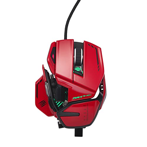 MAD CATZ R.A.T. 8+ ADV 完全調節可能な有線ゲーミングマウス - メタルベース - 20000 DPI - 11個のプログラム可能なボタン - 4つのユーザープロファイルを直接保存 - RGB LEDのカスタマイズ - 調整可能なウェイトシステム - レッド MR06DCINRD00