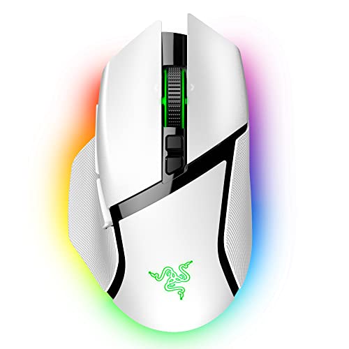 Razer Basilisk V3 Pro Customizable Wireless Gaming Mouse: Fast Optical Switches Gen-3 - HyperScroll Tilt Wheel - Chroma RGB - 11 Programmable Buttons - Focus Pro 30K Optical Sensor - White RZ01-04620200-R3U1