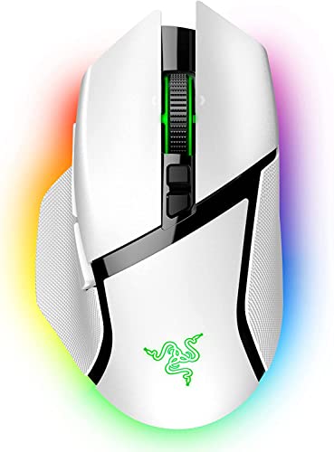 Razer Basilisk V3 Pro カスタマイズ可能なワイヤレスゲーミングマウス - 高速光学スイッチ Gen-3 HyperScroll チルトホイール Chroma RGB 11個のプログラム可能なボタン Focus Pro 30K光学センサー - ホワイト RZ01-04620200-R3G1