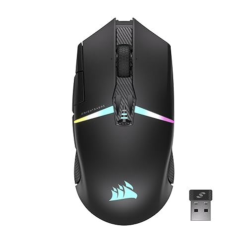 CORSAIR NIGHTSABRE RGB Wireless Gaming Mouse for FPS, MOBA - 26,000 DPI - 11 Programmable Buttons - Up to 100hrs Battery - iCUE Compatible - Black CH-931B011-NA