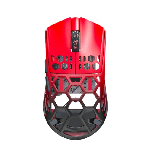 SYH&AQYE Darmoshark M2 Wireless Mouse BT5.0 2.4G 4KHzレシーバーワイードトライモード充電式ゲームマウス軽量設計26000DPI調整可能な人間工学 (赤と黒) SYsu5afhgigt-RB