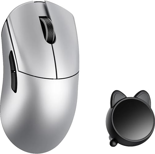 SMACKAPE WLMOUSE Huan 48g 超軽量 マグネシウム合金 ゲーミングマウス 8K音声&ディスプレイレシーバー デュアル8Kワイヤレス/有線 PAW3950HSセンサー RGBホイール照明 北欧 54H20 (シルバー(OMスイッチ))