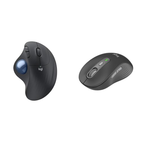 Logicool 【セット買い】ロジクール 静音 ワイヤレス トラックボール マウス M575SPGR Bluetooth Logibolt グラファイト M575 M575SP 国内正規品 + Signature M750MGR ワイヤレスマウス 静音 レギュラー グラファイト Bluetooth Logi Bolt Unifying非対応 スクロールホイール