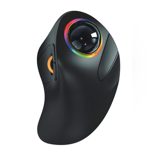 HTYURBS インデックスフィンガー トラックボールマウス 充電式 RGB ローラーボールマウス コンピューター ノートパソコン 3 デバイス接続用 HTYURBS326
