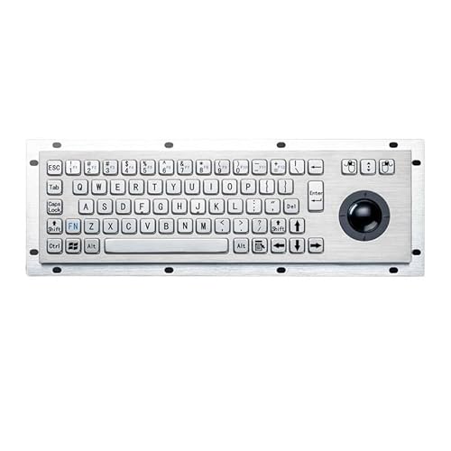 防水 IP65 バンダルプルーフパネルマウント USB 有線ステンレス鋼工業用金属キーボードとトラックボールマウス(PS2) SBACUDDCO-0DF194CB
