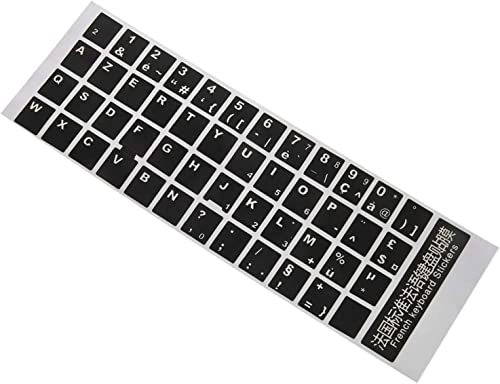 Coicueci (R)ラップトップPC用の白い文字フランス語のキーボードステッカーカバー、ブラック JP2810512