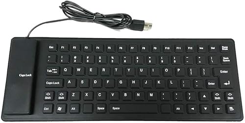 Haiurosh ポータブル85キー折りたたみポケットサイレントタイピングシリコーンキーボード防水防漏型折りたたみシリコーン有線USBロールアップキーボードデスクトップコンピューターPCラップトップノートブックブラック魅力的でファッション JP2531101