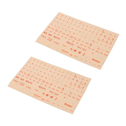 SOLUSTRE ユニバーサルキーボードステッカー 2シート ノートパソコン用 オレンジの文字 透明背景 PVC素材 自己粘着性 コンピューターキーボードシール 英語配列対応 2Z4CLW021S33G0EQIA2353