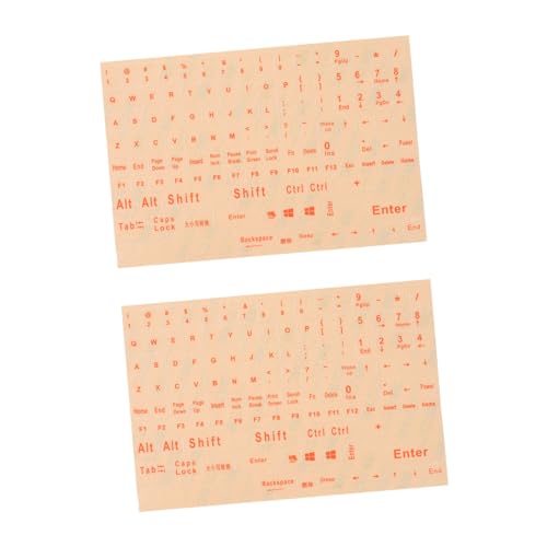 DOITOOL オレンジのPVC素材作られたキーボード シール 英語 2シートセットは 剥がしやすく跡が残りにくい機能備え ノートパソコンやデスクトップキーボードに最適なステッカー AUV170007925WL