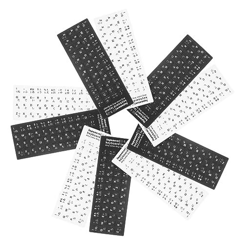 GAROZATION キーボード言語ステッカー 10枚 コンピューターキーボード交換用ステッカー 日本語文字 PVC製 文字が消えにくく交換に便利 ノートパソコン用