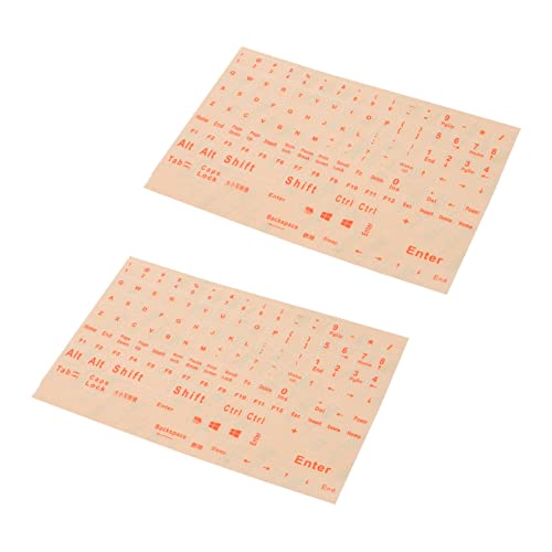 KOMBIUDA 2シート入りユニバーサルキーボードステッカーノートパソコン用の英語キートップシール オレンジのPVC素材採用自己粘着性があり貼りやすくパソコンキーボードの文字シールして最適 Z37NG8O3SAS43BE8R60156HU4