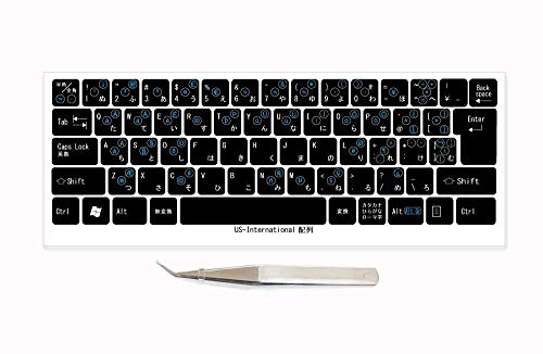 Luxol US-International マルチリンガルキーボードラベル 視認性強化モデル 貼付用ピンセット付属（黒キーボード対応/文字色：シアン）：受注生産品 KML200602