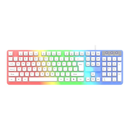 Worpo ゲームメカニカルキーボード LED バックライト付き 104 キーコード付きオフィス LED コンピュータラップトップアクセサリー用高応答フローティングキー