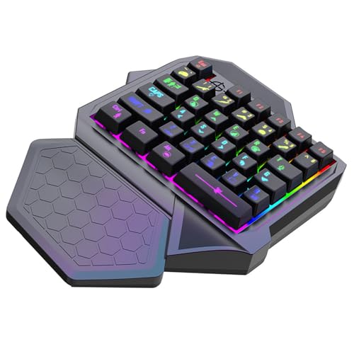 W-LOVNEST ゲーミングキーボード片手コード 35 キー片手バックライトラップトップデスクトップ PC スマートフォンポータブルハンドメカニカル