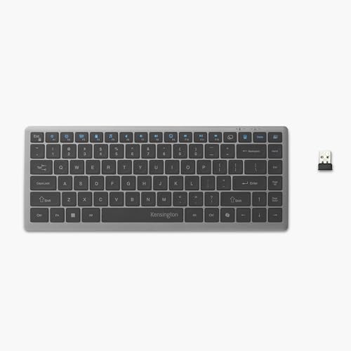 Kensington KB435 ワイヤレス コンパクトキーボード Bluetooth & 2.4GHz接続 静音シザースイッチキー プログラム可能 Copilot Hotkey Windows対応 ブラック (K75409NA)
